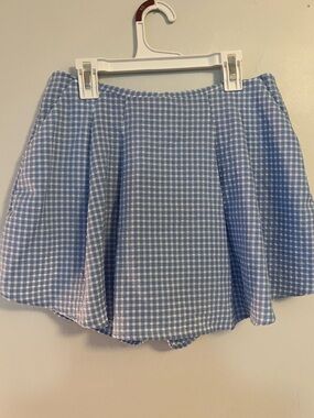 Zara blue gingham skort